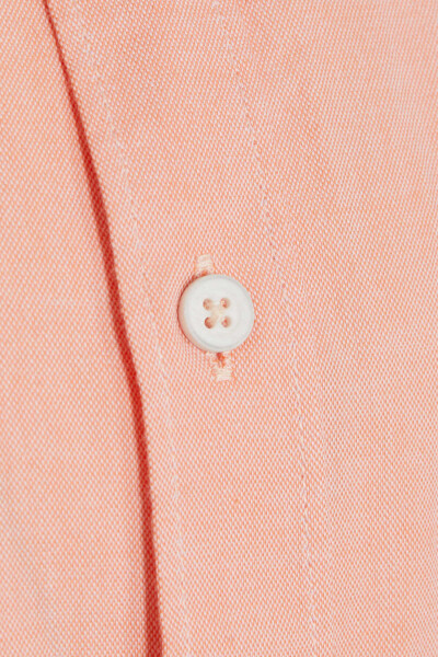 Pembe Slim Fit 100% Pamuk Düğmeli Yaka Uzun Kollu Casual Gömlek - 3