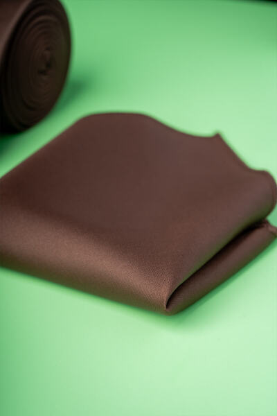 Su ve Leke Tutmayan 7 Cm Kahverengi Kravat ve Mendil Seti - 3