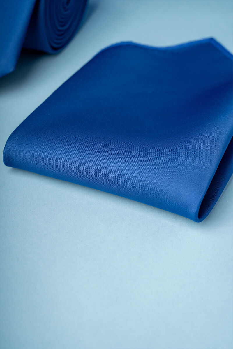 Su ve Leke Tutmayan 7 Cm Mavi Kravat ve Mendil Seti - Hatemoğlu (1)