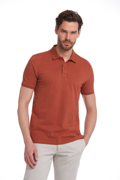Kahverengi Regular Fit 100% Pamuk Polo Yaka Tişört - 3