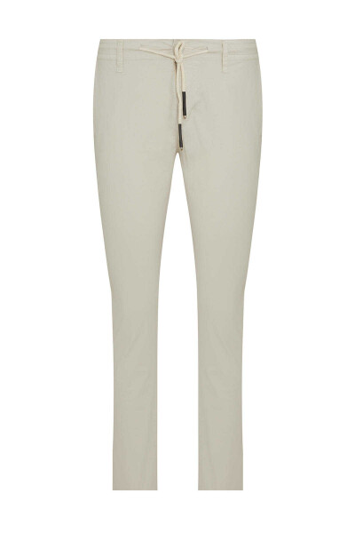 Bej Dinamik Fit Düz Pamuklu Yandan Cep Jogger Kanvas Pantolon - Hatemoğlu