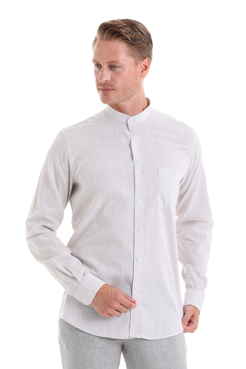 Taş Comfort Fit 100% Pamuk Hakim Yaka Uzun Kollu Spor Gömlek - HTML