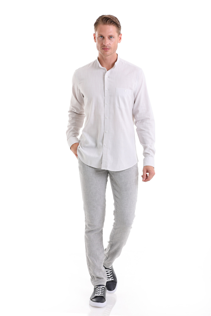 Taş Comfort Fit 100% Pamuk Hakim Yaka Uzun Kollu Spor Gömlek - HTML (1)