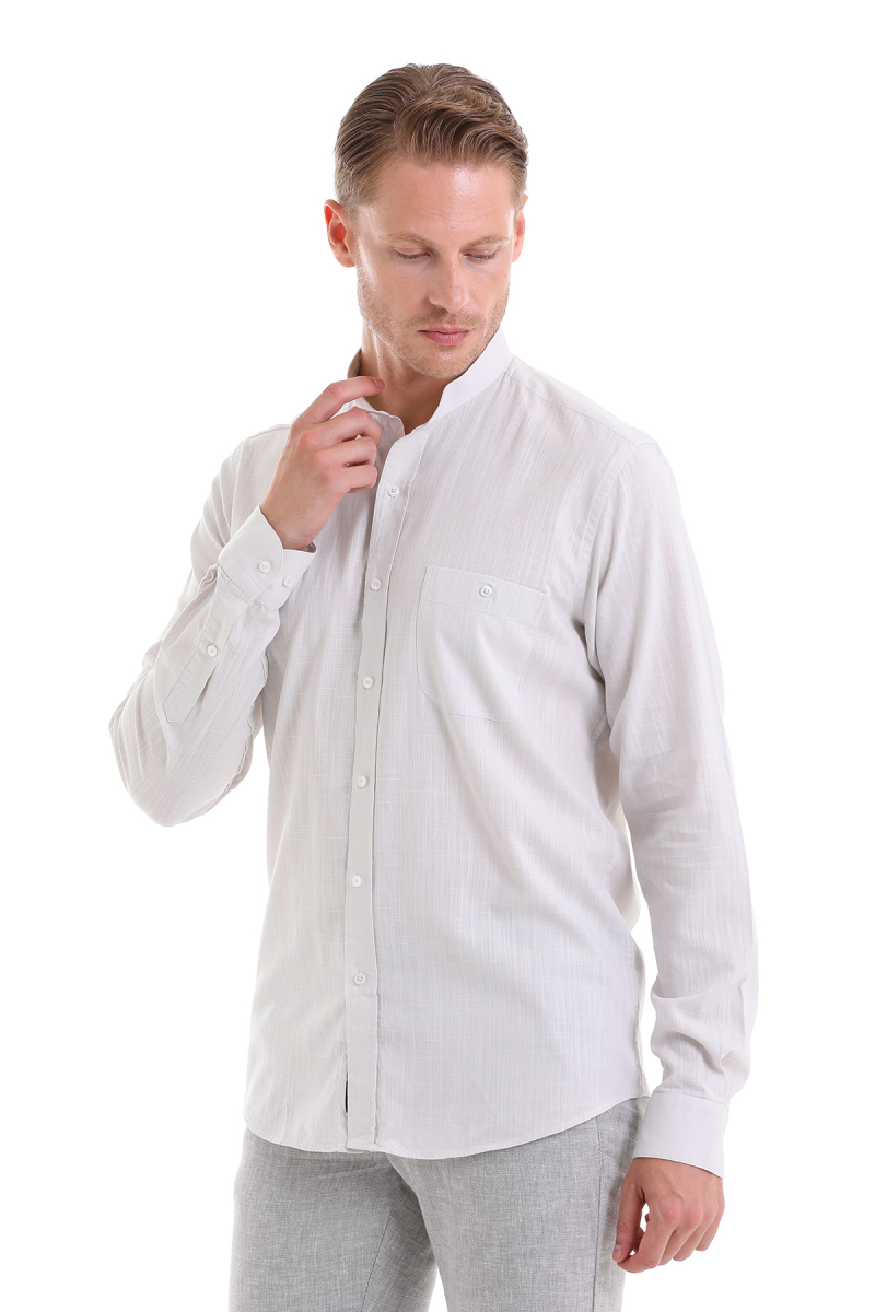 Taş Comfort Fit 100% Pamuk Hakim Yaka Uzun Kollu Spor Gömlek - HTML (1)