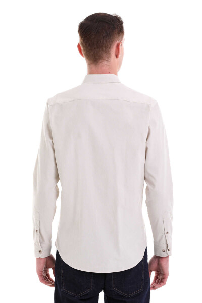 Taş Comfort Fit 100% Pamuklu Düğmeli Yaka Uzun Kollu Casual Kadife Gömlek - 6