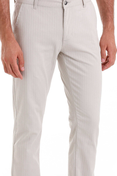 Taş Dinamik Fit Desenli Pamuklu Yandan Cep Kanvas Pantolon - 2