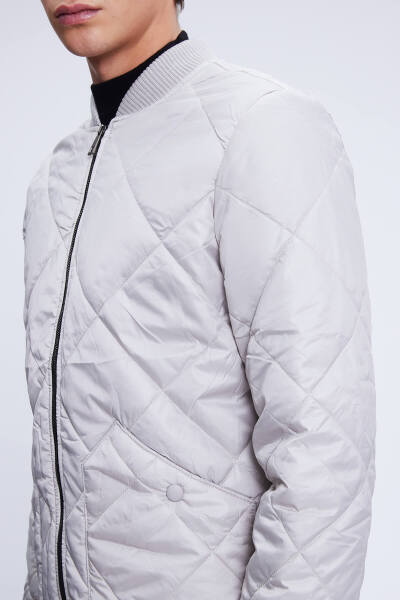 Taş Regular Fit Bomber Yaka Kapitone Mont - 3