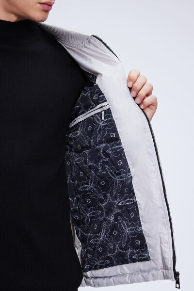 Taş Regular Fit Bomber Yaka Kapitone Mont - 4