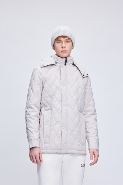 Taş Regular Fit Hakim Yaka Kapitone Kapüşonlu Mont - 1