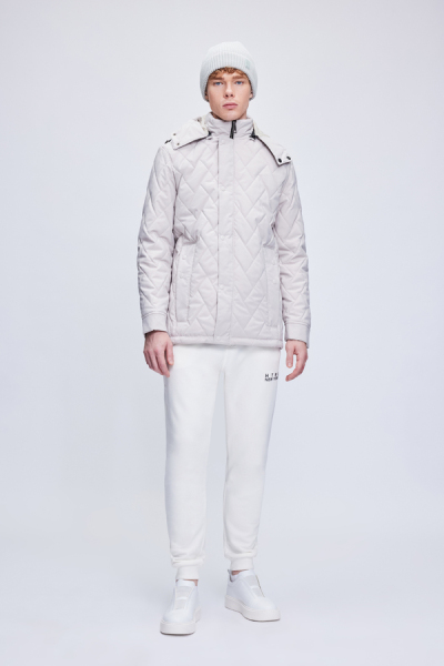 Taş Regular Fit Hakim Yaka Kapitone Kapüşonlu Mont - 2