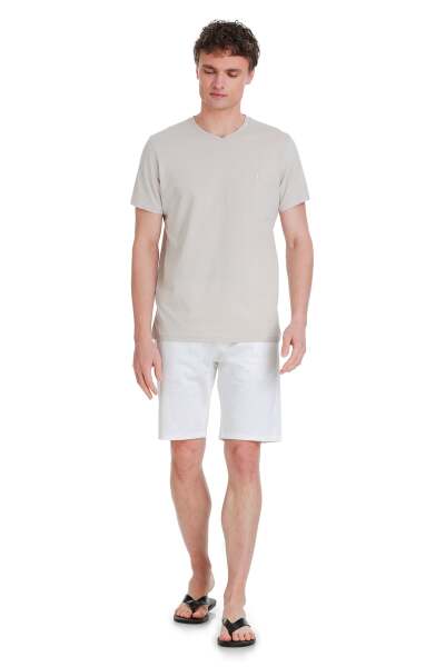 Taş Regular Fit 100% Pamuk V Yaka Tişört - 2