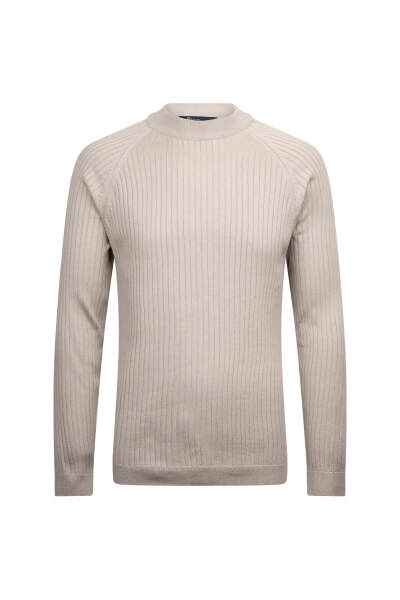 Taş Regular Fit Fitilli Çeyrek Balıkçı Yaka Pamuklu Triko Kazak - 1