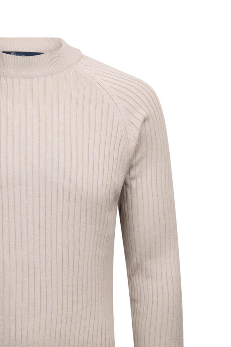 Taş Regular Fit Fitilli Çeyrek Balıkçı Yaka Pamuklu Triko Kazak - HTML (1)