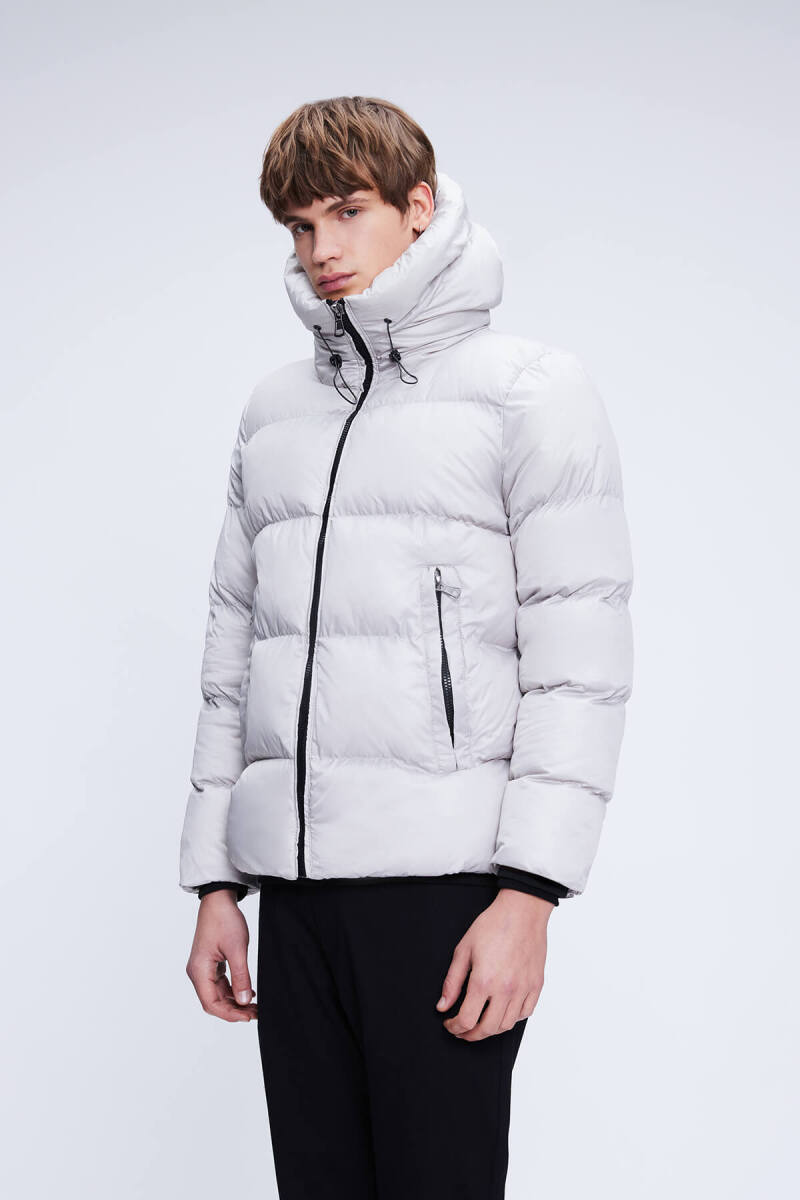 Taş Regular Fit Hakim Yaka Kapüşonlu Şişme Mont - Hatemoğlu