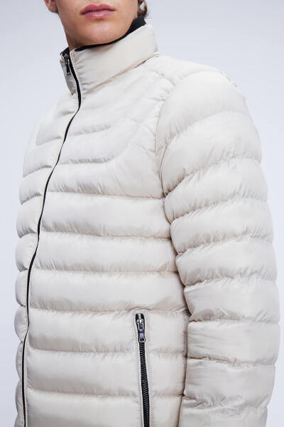 Taş Regular Fit Hakim Yaka Şişme Mont - 3