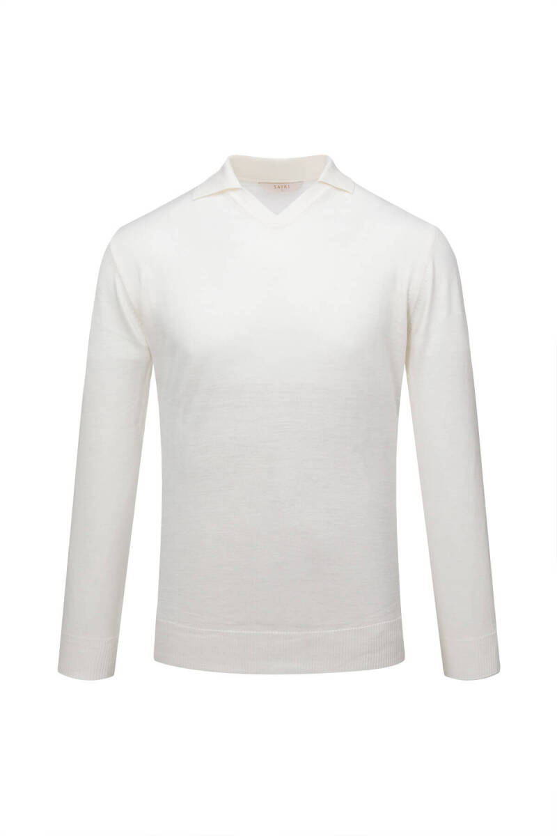 Taş Regular Fit Polo Yaka Yünlü Kazak - Saykı