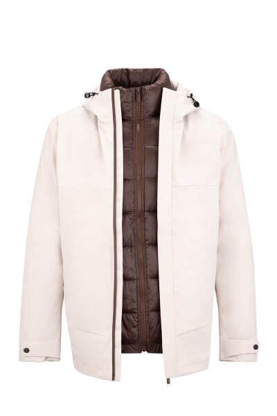 Taş Slim Fit Hakim Yaka Kapüşonlu Kaban - 2