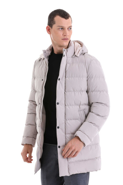 Taş Slim Fit Hakim Yaka Kapüşonlu Kaban - 7