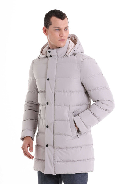 Taş Slim Fit Hakim Yaka Kapüşonlu Kaban - 8