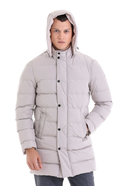 Taş Slim Fit Hakim Yaka Kapüşonlu Kaban - 9