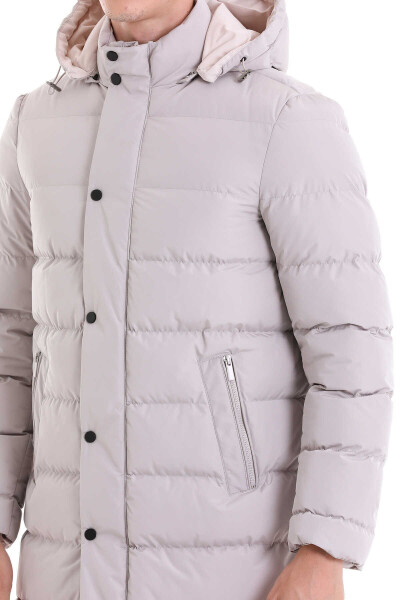 Taş Slim Fit Hakim Yaka Kapüşonlu Kaban - 10