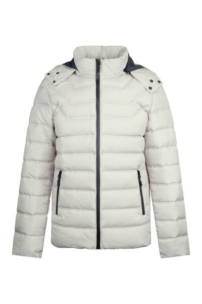 Taş Slim Fit Hakim Yaka Kapüşonlu Şişme Mont - 1