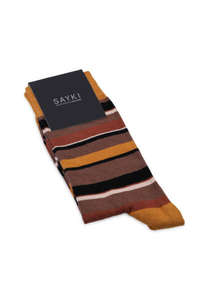 Turuncu Desenli Pamuklu Soket Çorap 