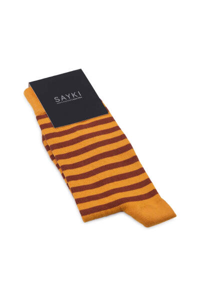 Turuncu Desenli Pamuklu Soket Çorap 