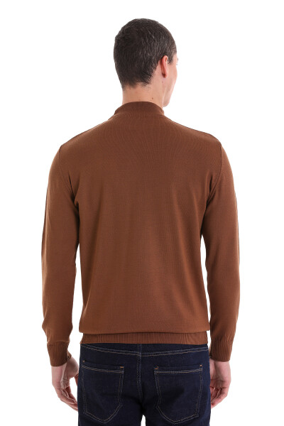 Tütün Regular Fit Yarım Balıkçı Yaka Yünlü Triko Kazak - 6