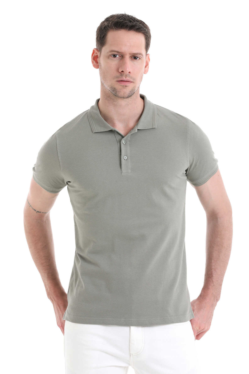 Haki Regular Fit 100% Pamuklu Polo Yaka Tişört - Hatemoğlu