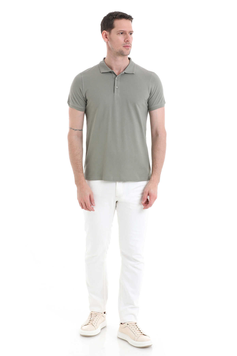 Haki Regular Fit 100% Pamuklu Polo Yaka Tişört - Hatemoğlu (1)