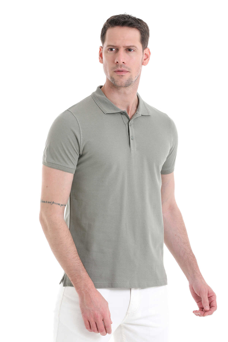 Haki Regular Fit 100% Pamuklu Polo Yaka Tişört - Hatemoğlu (1)