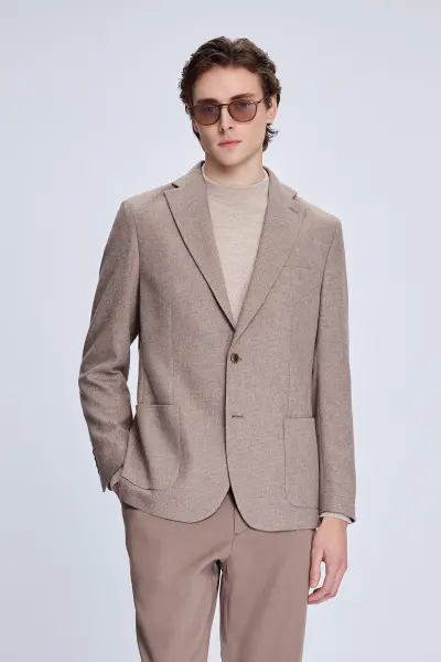 Vizon Comfort Fit Desenli Mono Yaka Ceket - 1