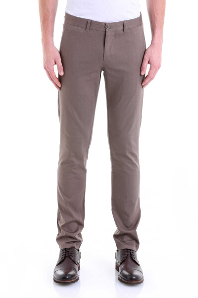 Vizon Dinamik Fit Desenli Pamuklu Yandan Cep Kanvas Pantolon - 1