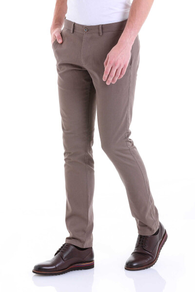 Vizon Dinamik Fit Desenli Pamuklu Yandan Cep Kanvas Pantolon - 6