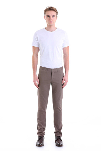 Vizon Dinamik Fit Desenli Pamuklu Yandan Cep Kanvas Pantolon - 8