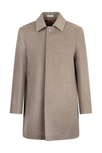 Vizon Regular Fit Bebe Yaka Kaşe Yünlü Palto 