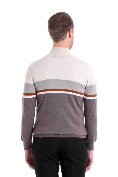 Vizon Comfort Fit Desenli Pamuklu Yarım Balıkçı Yaka Triko Kazak - 10