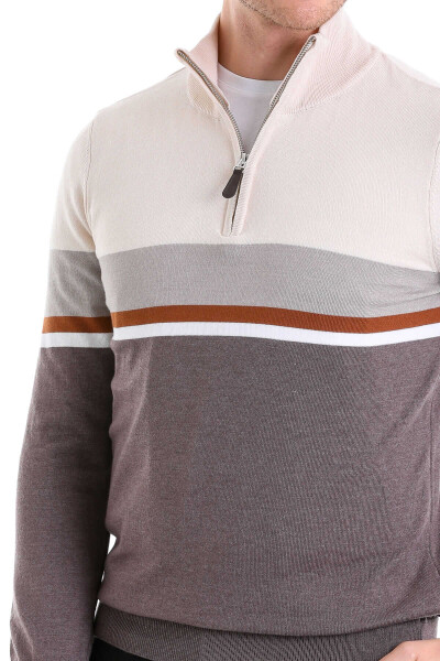 Vizon Comfort Fit Desenli Pamuklu Yarım Balıkçı Yaka Triko Kazak - 4