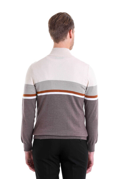 Vizon Comfort Fit Desenli Pamuklu Yarım Balıkçı Yaka Triko Kazak - 5