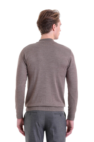 Vizon Comfort Fit Jakarlı Yarım Balıkçı Yaka Yünlü Triko Kazak - 6