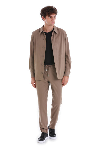 Vizon Regular Fit Mono Yaka Pamuklu Overshirt Takım - 1