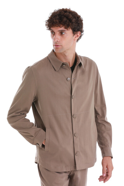 Vizon Regular Fit Mono Yaka Pamuklu Overshirt Takım - 2