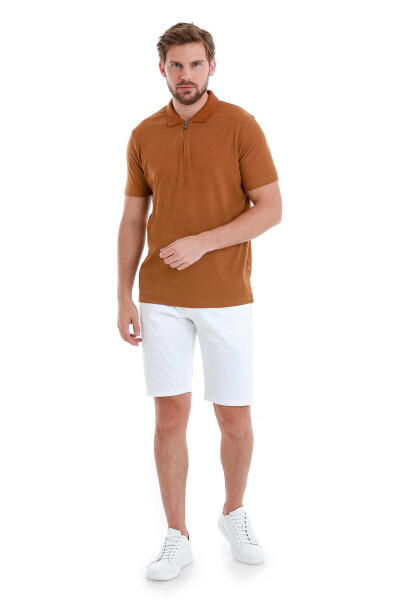 Vizon Regular Fit Jakarlı Polo Yaka Fermuarlı Tişört - 2