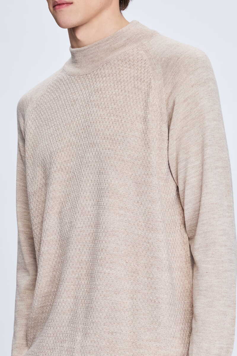 Vizon Regular Fit Jakarlı Yarım Balıkçı Yaka Yünlü Kazak - Hatemoğlu (1)