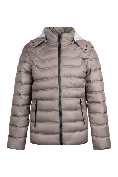 Vizon Slim Fit Hakim Yaka Kapüşonlu Şişme Mont 