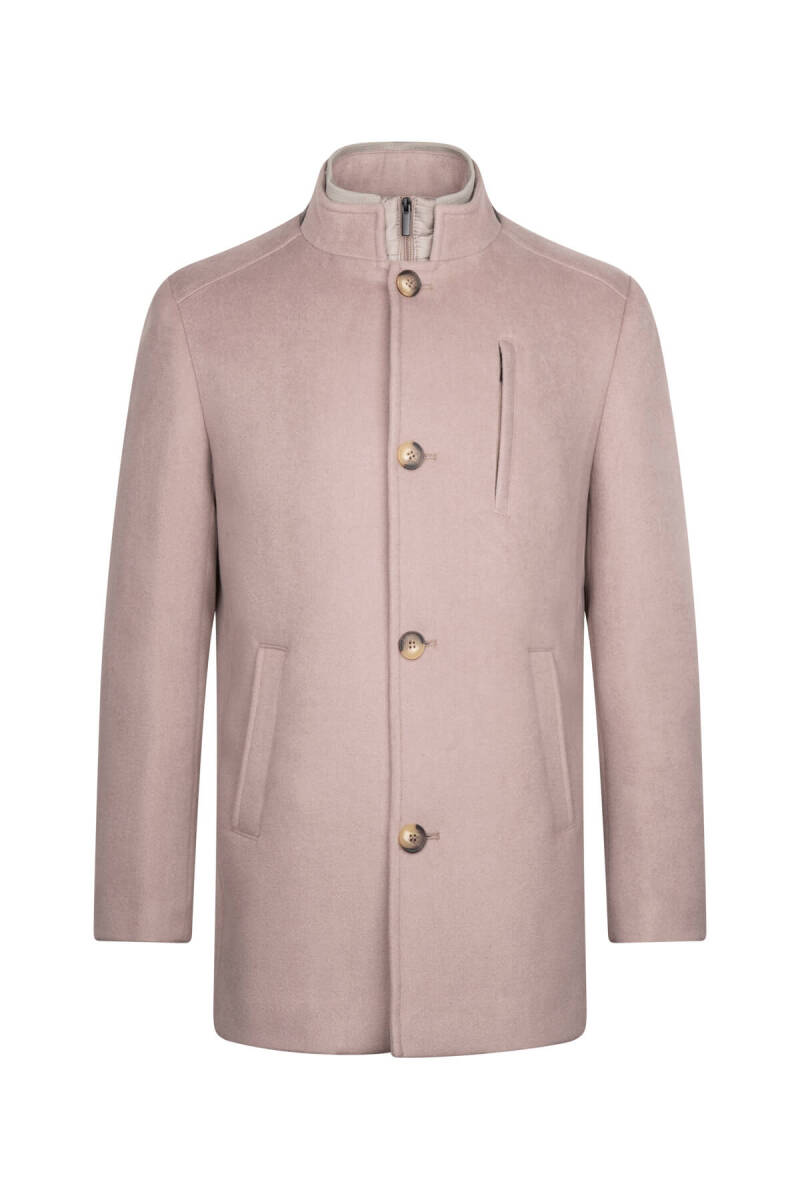 Vizon Slim Fit Hakim Yaka Yünlü Palto - Hatem Saykı