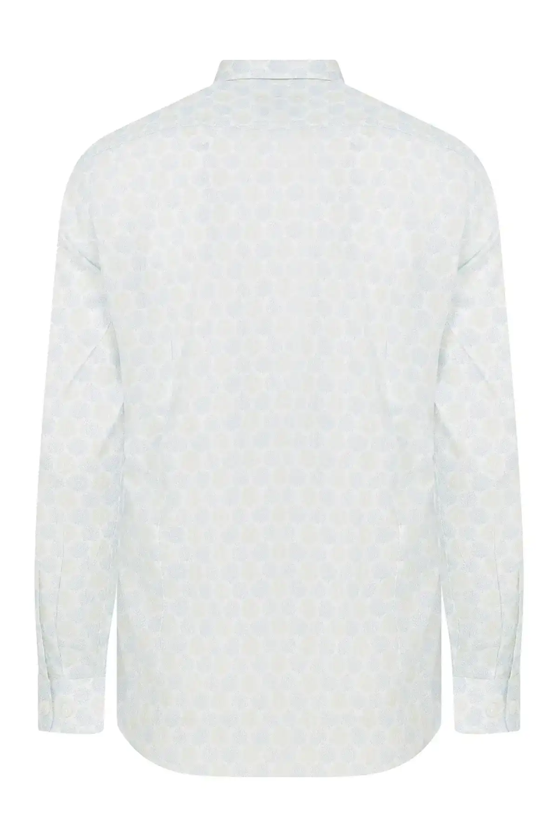 Yeşil Slim Fit Baskılı 100% Pamuk Uzun Kol Gömlek - Hatemoğlu (1)