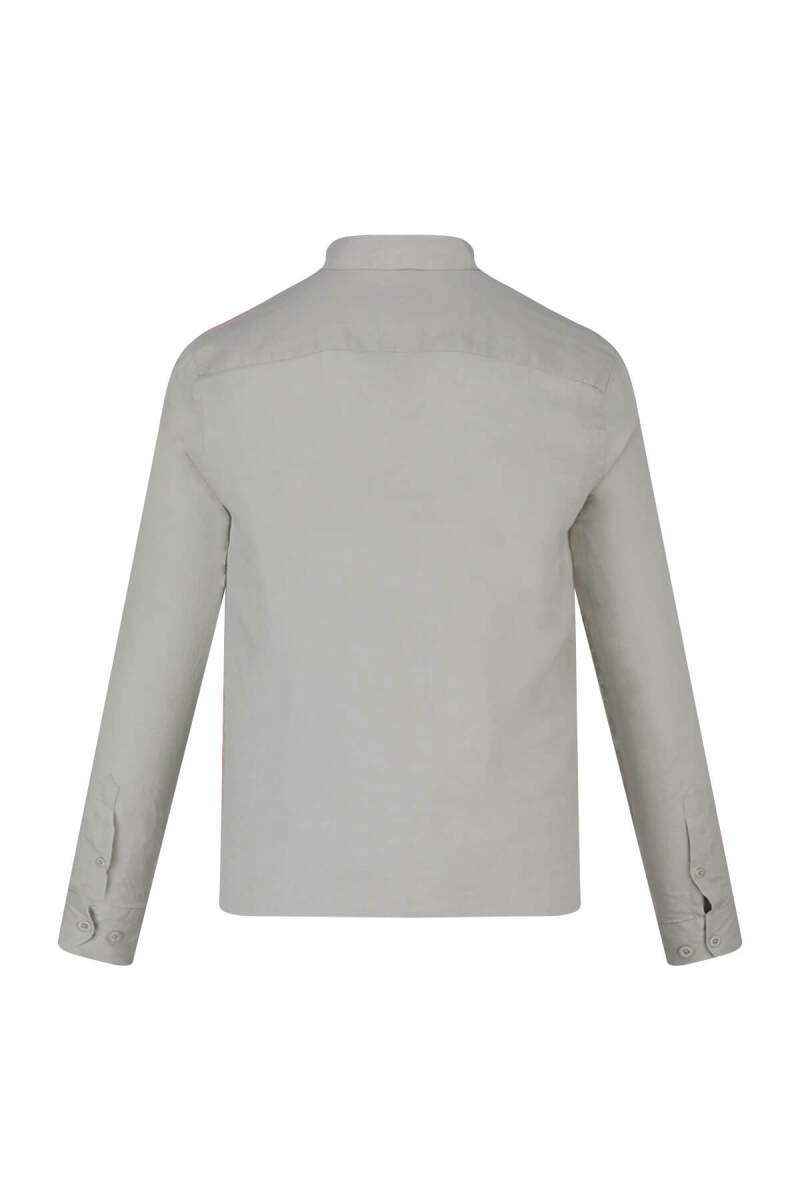Yeşil Comfort Fit 100% Keten Düğmeli Yaka Uzun Kollu Keten Gömlek - Saykı (1)