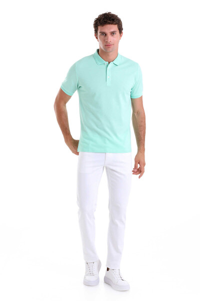 Yeşil Comfort Fit 100% Pamuk Polo Yaka Tişört - 2